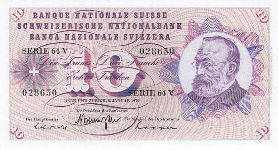 Schweiz 10 Franken 1970